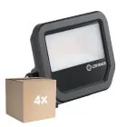 Mehrfachpackung 4x Ledvance LED-Scheinwerfer Aluminium Schwarz 17W 2400lm 100D - 840 Kaltweiß | IP66 - Symmetrisch